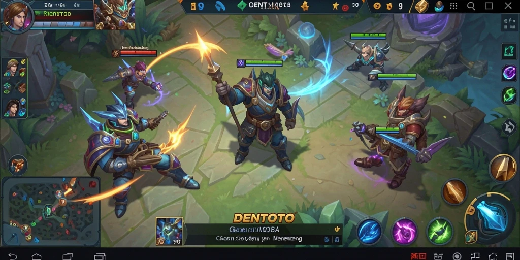 Tangkapan layar gameplay DENTOTO menampilkan aksi seru dalam pertandingan MOBA.