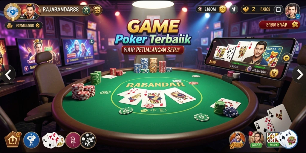 Tampilan seru dan kompetitif dalam permainan Poker RAJABANDAR88.