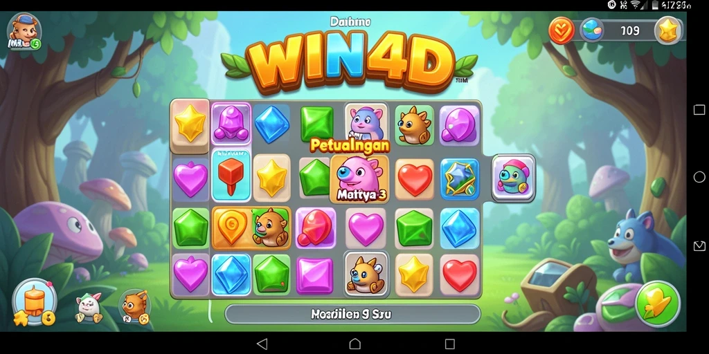 Screenshot gameplay WIN4D dengan tantangan seru Match-3.